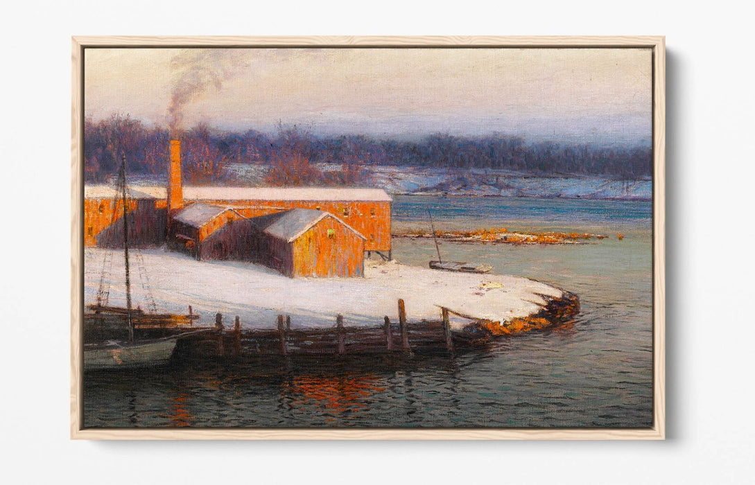 L. BIRGE HARRISON, THE RED MILL AT COS COB -FLOAT EFFECT CANVAS WALL ART PRINT
