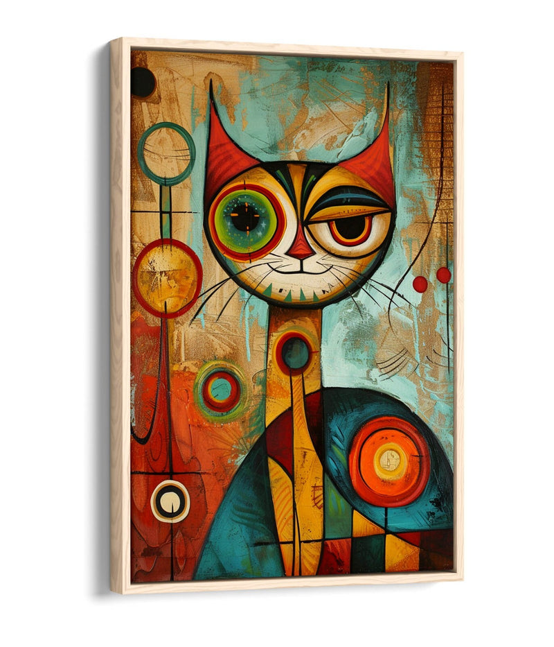 Float Effect Canvas Art - Cool Cat Abstract Contemporary Wall Decor Print