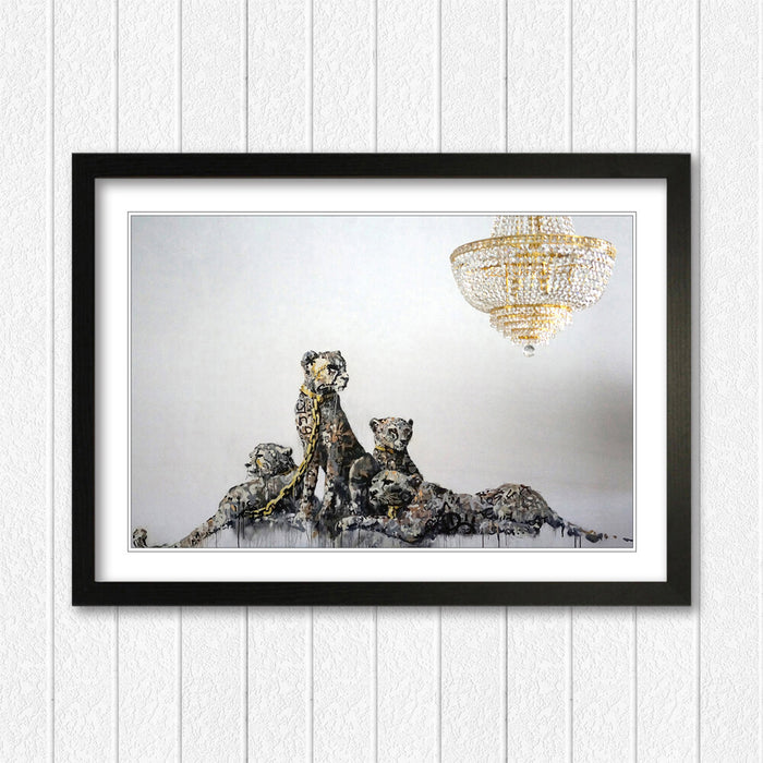 Banksy Framed Art Poster – Urban Street Art Print With Woodgrain Frame Design