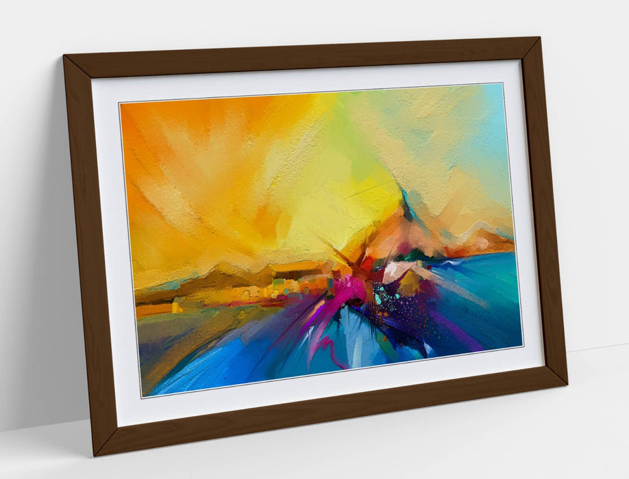 Framed Wall Art - Abstract Colour Splash Print | Bedroom Decor Poster UK Handmade