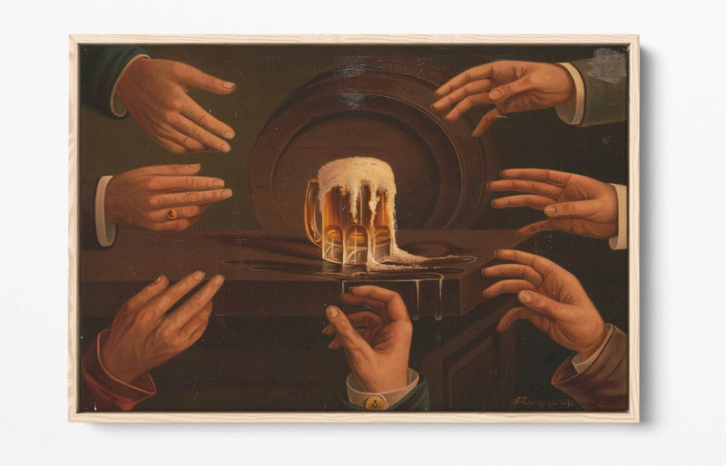 Canvas Wall Art - Men Reaching for Beer Mug | Handmade Float Effect Print