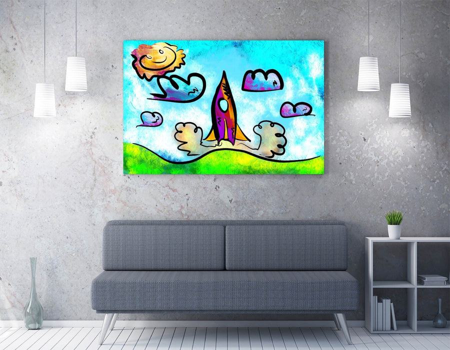 COLOURFUL KIDS ART BEDROOM DECOR -CANVAS FRAMED WALL ART PIC PRINT