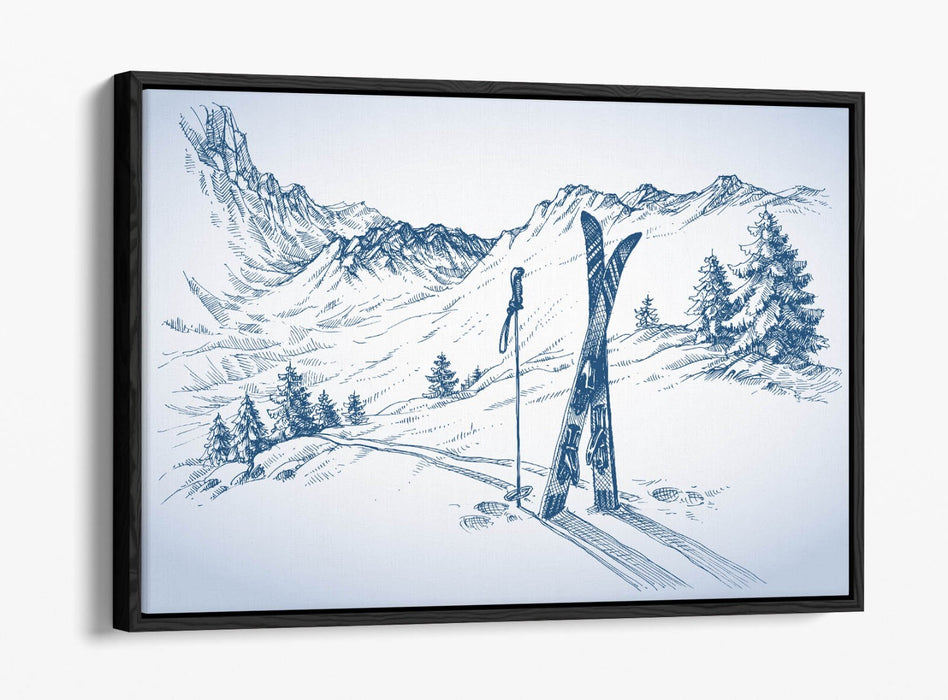 Canvas Wall Art – Winter Snow Ski Landscape | Float Effect Canvas Print