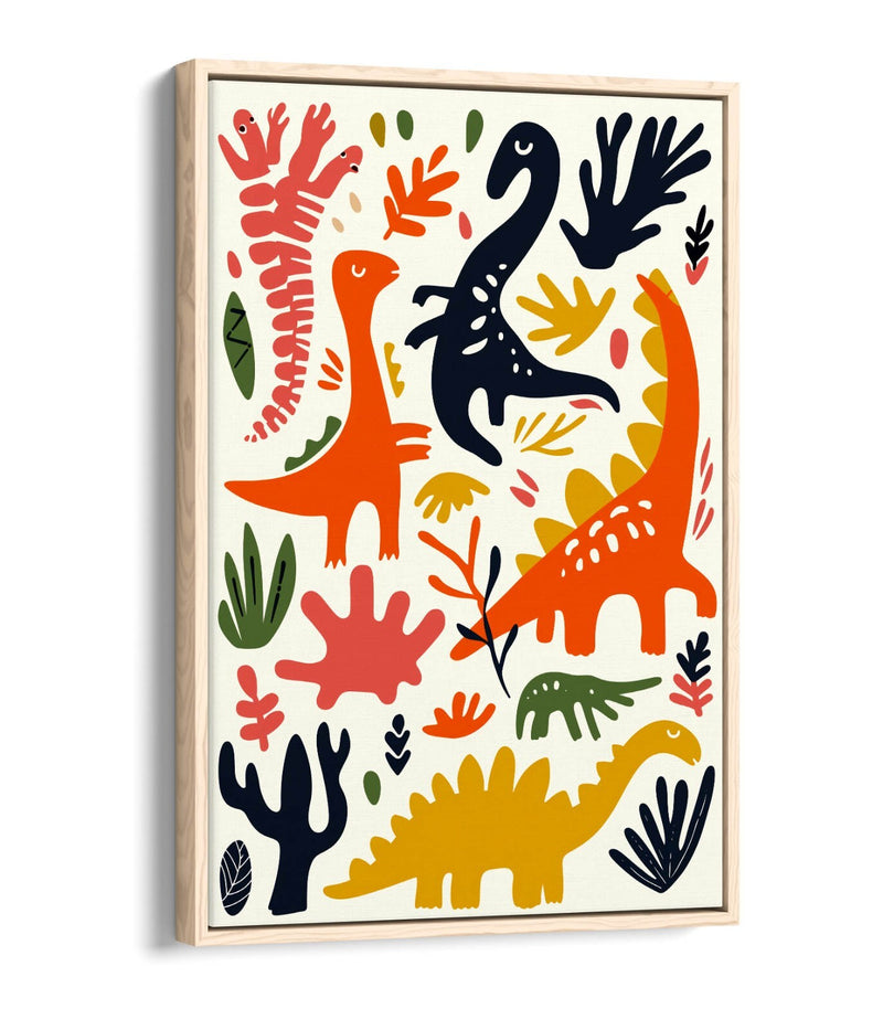 Dinosaur Canvas Art - Colorful Kids Wall Decor | Float Effect Canvas Print