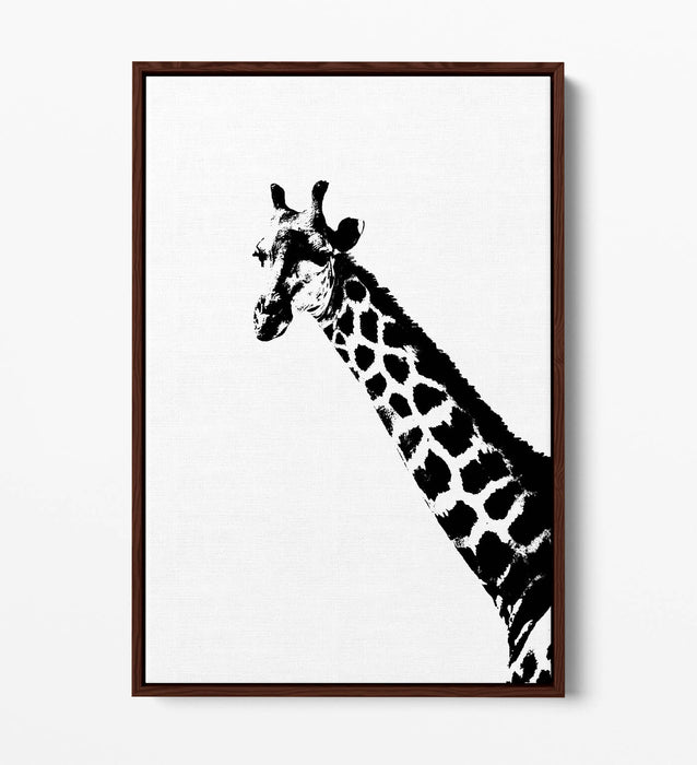 GIRAFFE HEAD, BLACK AND WHITE ANIMALS -FLOAT EFFECT CANVAS WALL ART PRINT TRENDY