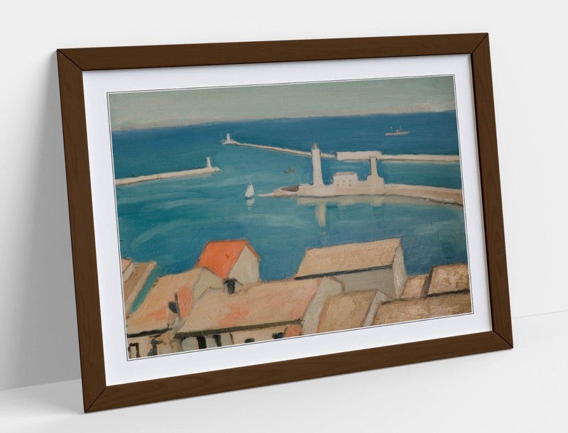 Framed Wall Art Poster - The Port Of Cette, Marseilles, Albert Marquet Print With Woodgrain Picture Frame, Ready To Hang