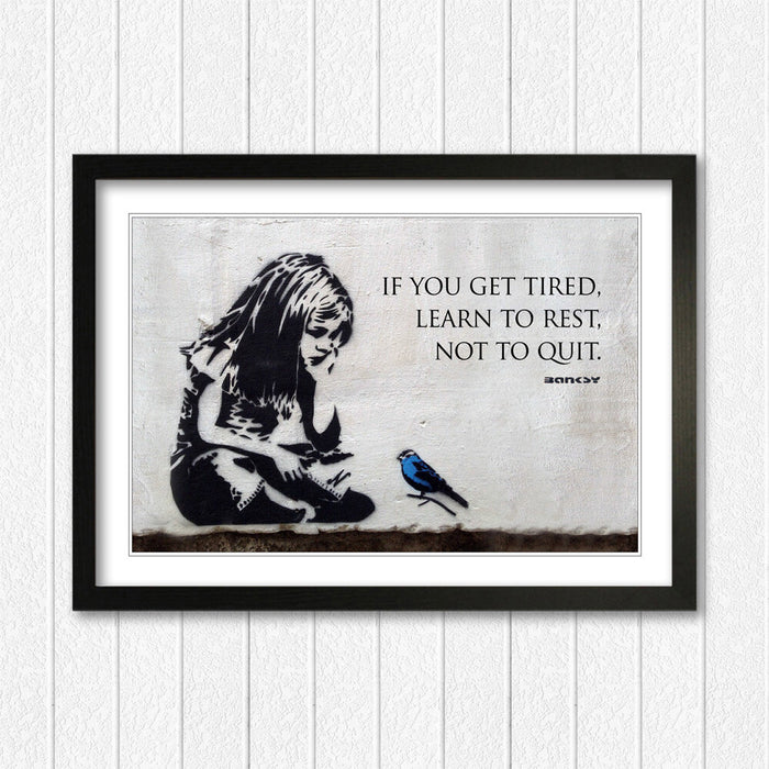LITTLE GIRL BLUE BIRD QUOTE FRAMED STREET ART POSTER PICTURE PRINT 4 SIZE BANKSY