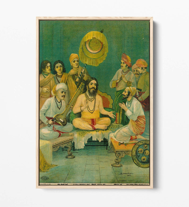 Float Effect Canvas - Dhurandhar Shivaji Ramdas Bhet Premium Wall Art Print