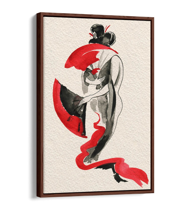 Japanese Canvas Wall Art - Geisha Illustration Print | Float Effect Canvas Decor