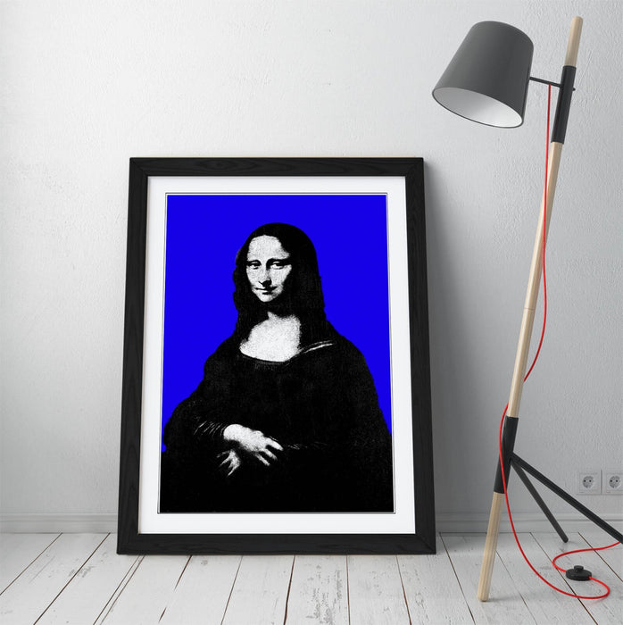 MONA LISA DA VINCI POP ART BLUE BACKGROUND -FRAMED WALL ART PICTURE PRINT