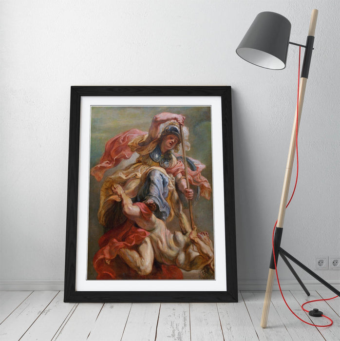 Framed Wall Art Poster | Peter Paul Rubens Minerva Slaying Discord Print - Matte Finish, Ready To Hang