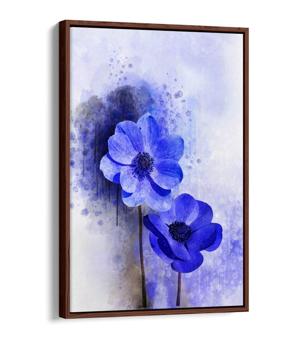 Canvas Wall Art - Blue Purple Flower Print | Float Effect, Handmade, Ready To Hang
