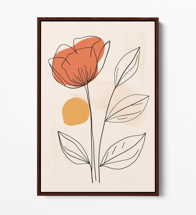 Minimalist Flower Canvas – Contemporary Wall Art With Float Effect Frame