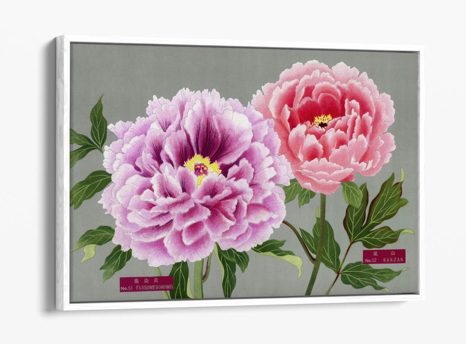 Vintage Canvas Wall Art – Peony Flower Print with Pink Purple Flowers | Handmade Canvas Print