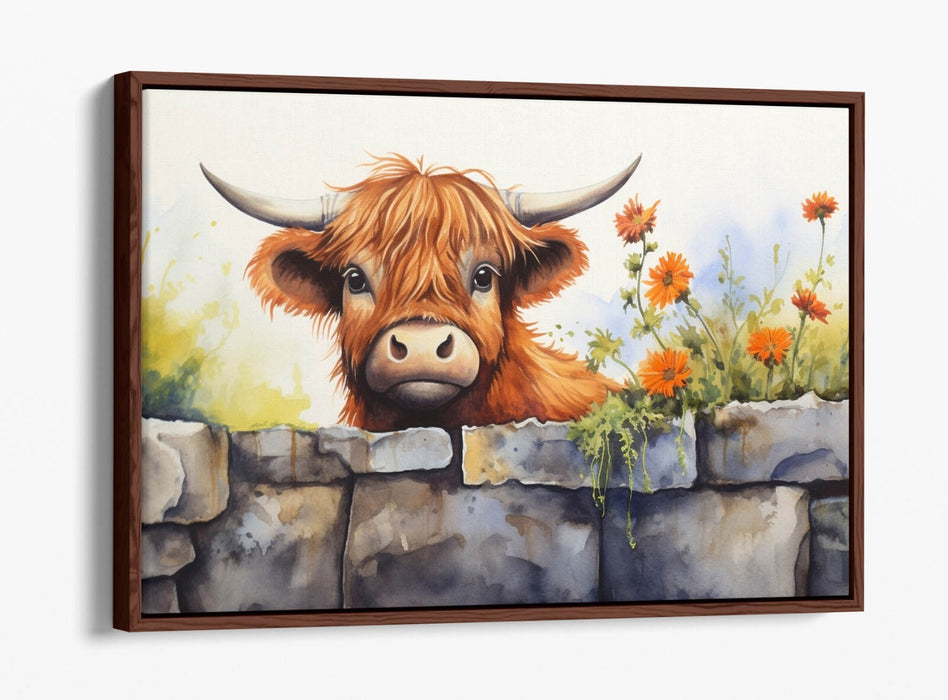 Highland Cow Canvas | Cute Animal Print Float Effect Wall Art - Handmade, Ready to Hang