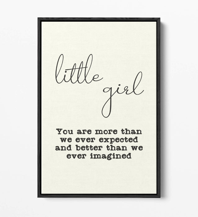 "LITTLE GIRL" NURSERY BABY ROOM QUOTE SLOGAN -FLOAT EFFECT CANVAS WALL ART PRINT