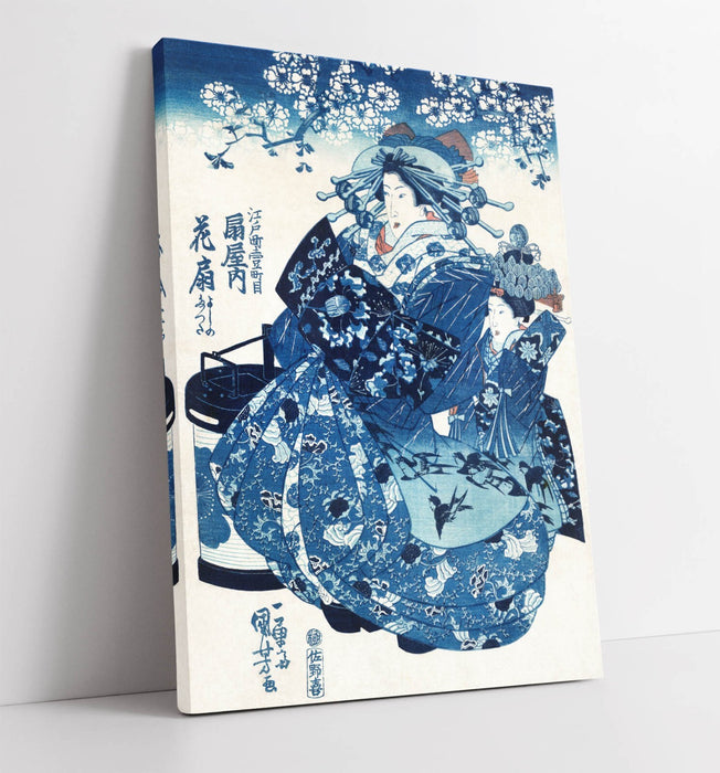 Japanese Canvas Wall Art – Utagawa Kuniyoshi Print of Japanese Woman Painting, Handmade