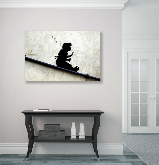BANKSY CANVAS STREET WALL ART PRINT ARTWORK - SLIDE