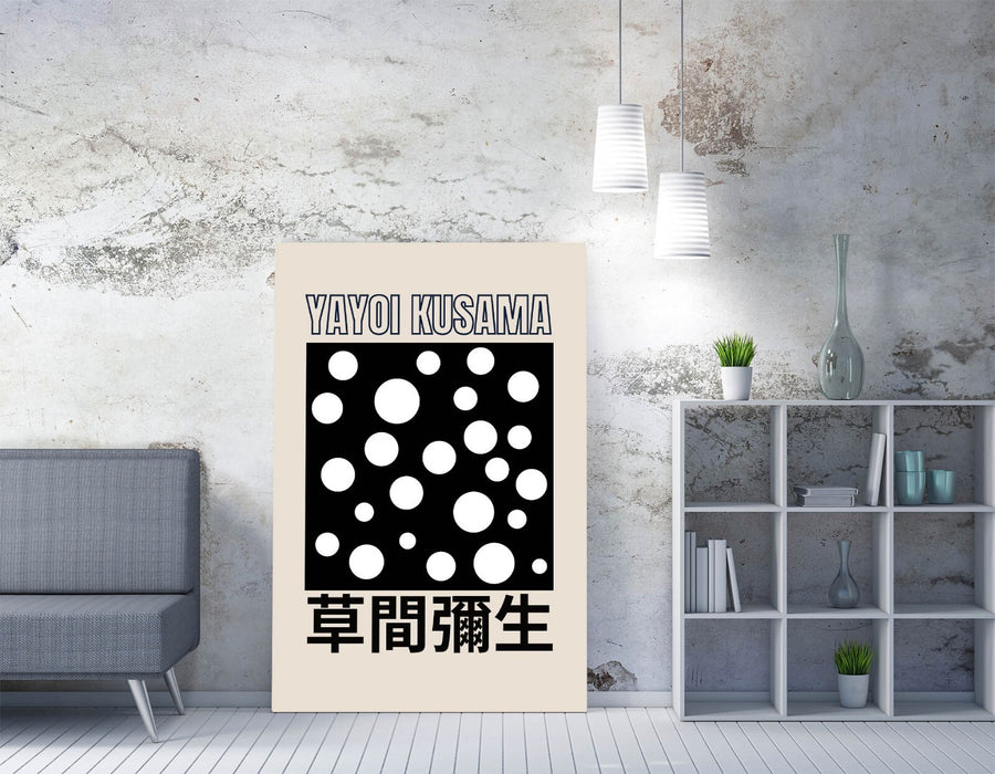 Canvas Wall Art – Yayoi Kusama Black and White Polka Dot Contemporary Print