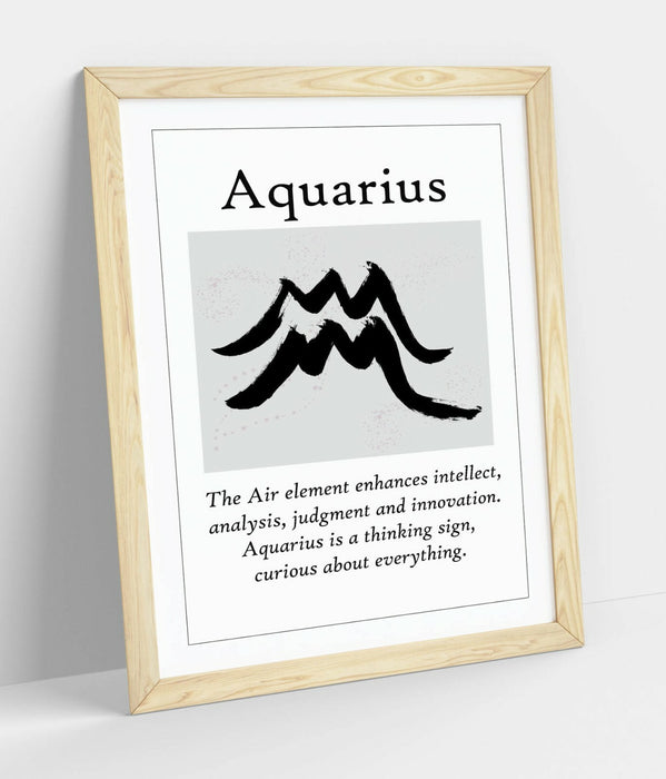 AQUARIUS STAR SIGN ZODIAC ASTOLOGY QUOTE SLOGAN -FRAMED WALL ART PICTURE PRINT