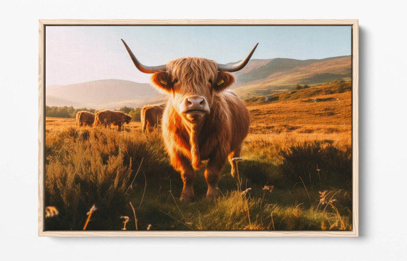 Float Effect Canvas - Highland Cows Print | Premium Varnish Finish Wall Art