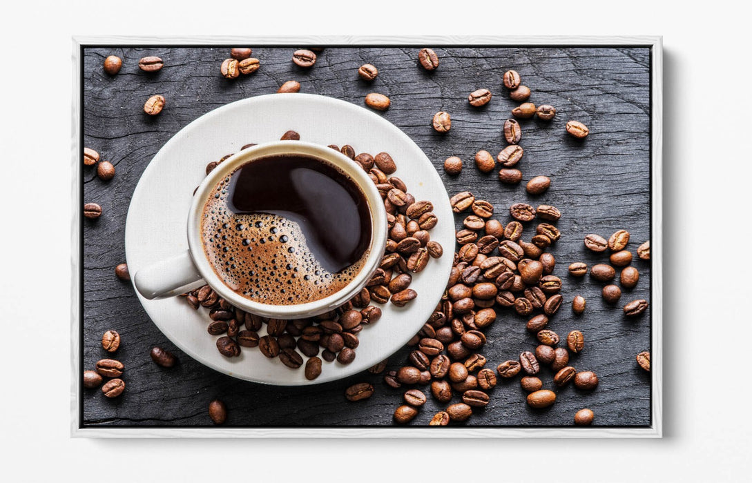 Coffee Canvas Wall Art – Handmade Float Effect Canvas With Coffee Beans Print