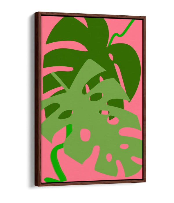 MONSTERA LEAVES BOTANICAL TRENDY MINIMALIST -FLOAT EFFECT CANVAS WALL ART PRINT