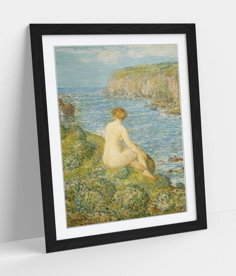 Framed Wall Art - 'Childe Hassam, Nymph And Sea' Print On Matte Paper
