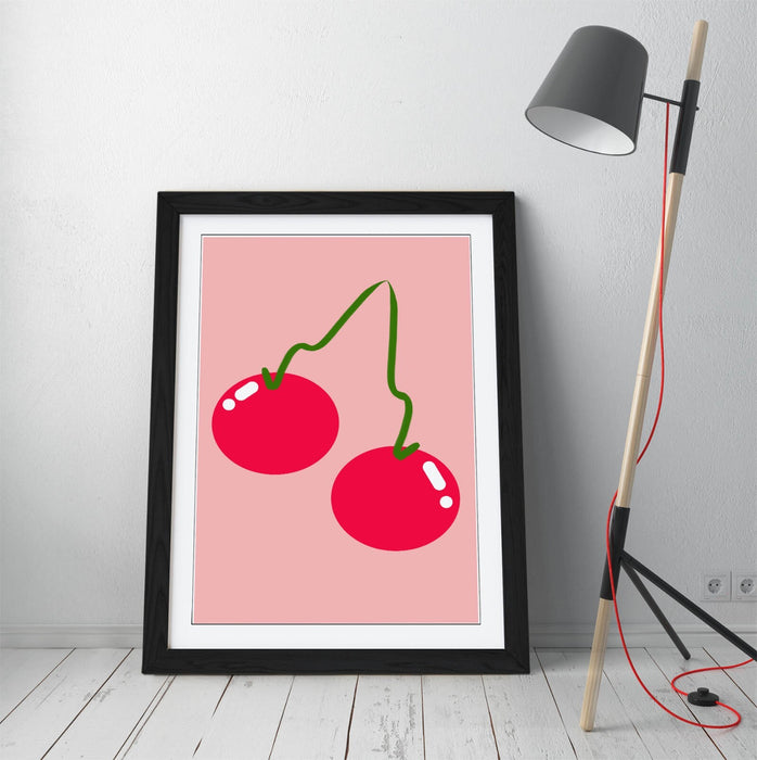 CHERRIES TRENDY MINIMALIST DECOR -FRAMED WALL ART PICTURE PRINT ARTWORK