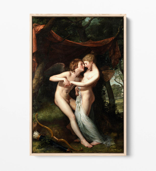 HUGH DOUGLAS HAMILTON, CUPID AND PSYCHE -FLOAT EFFECT CANVAS WALL ART PRINT