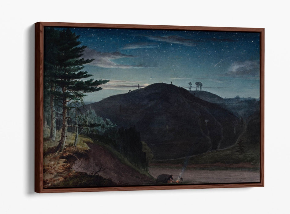 ELIJAH WALTON, COFTON FROM REDNAL, MOONLIGHT -FLOAT EFFECT CANVAS WALL ART PRINT