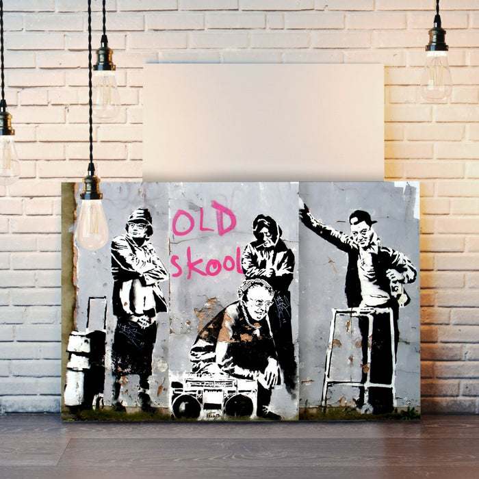 BANKSY DJ OLD SKOOL SCHOOL CANVAS WALL ART PICTURE PRINT ARTWORK GRAFFITI