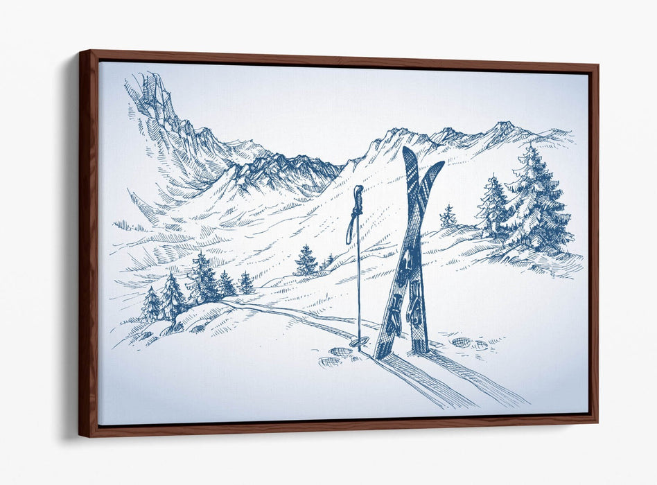 Canvas Wall Art – Winter Snow Ski Landscape | Float Effect Canvas Print
