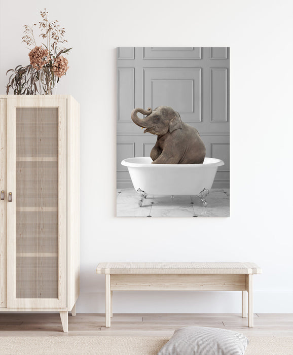 ANIMALS IN BATH HIGHLAND COW ELEPHANT PANDA CANVAS WALL ART PRINT ARTWORK FRAMED