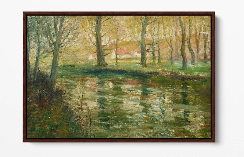 Canvas Wall Art - Ernest Lawson Red Rooftops Handmade Float Effect Frame