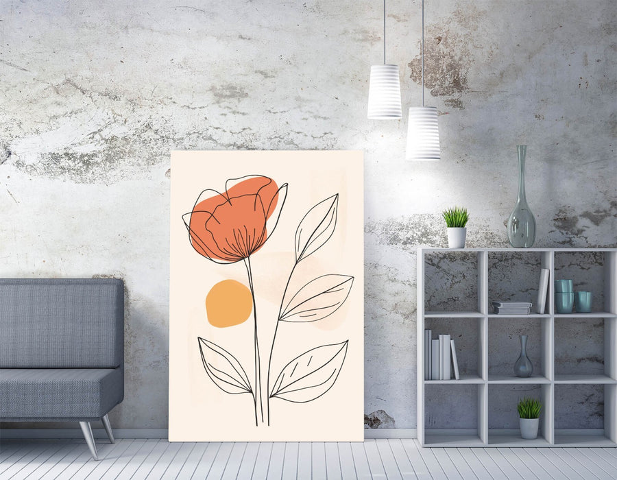 Minimalist Flower Canvas - Handmade Botanical Canvas Print | Ready To Hang Art