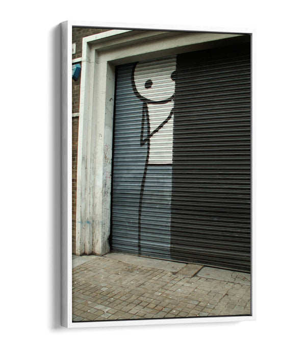 Canvas Wall Art – Stik Hiding Stick Man Graffiti Print With Float Effect Frame