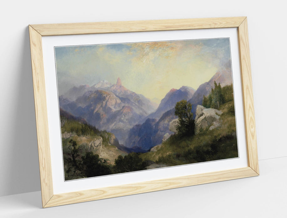 Thomas Moran Wall Art - Framed Yellowstone Poster with Woodgrain Frame Finish