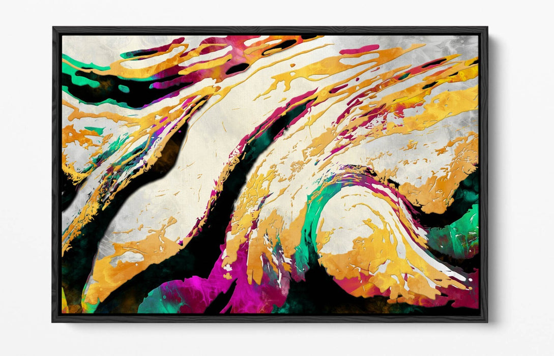 Canvas Wall Art - Multi Colour Abstract Bedroom Print | Float Effect Frame