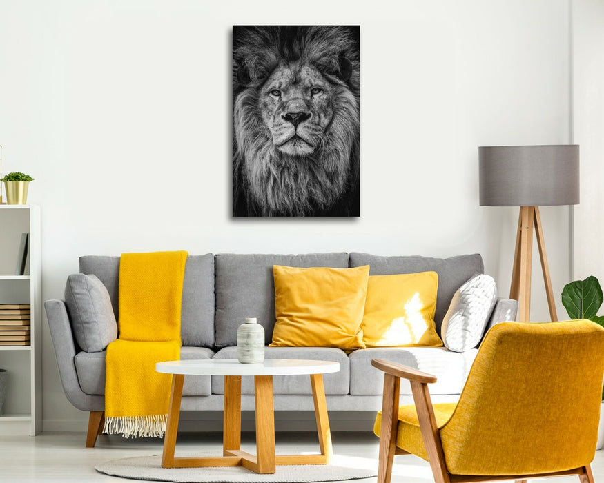 LION HEAD BLACK AND WHITE CANVAS WALL ART PRINT ARTWORK STRENGTH COURAGE