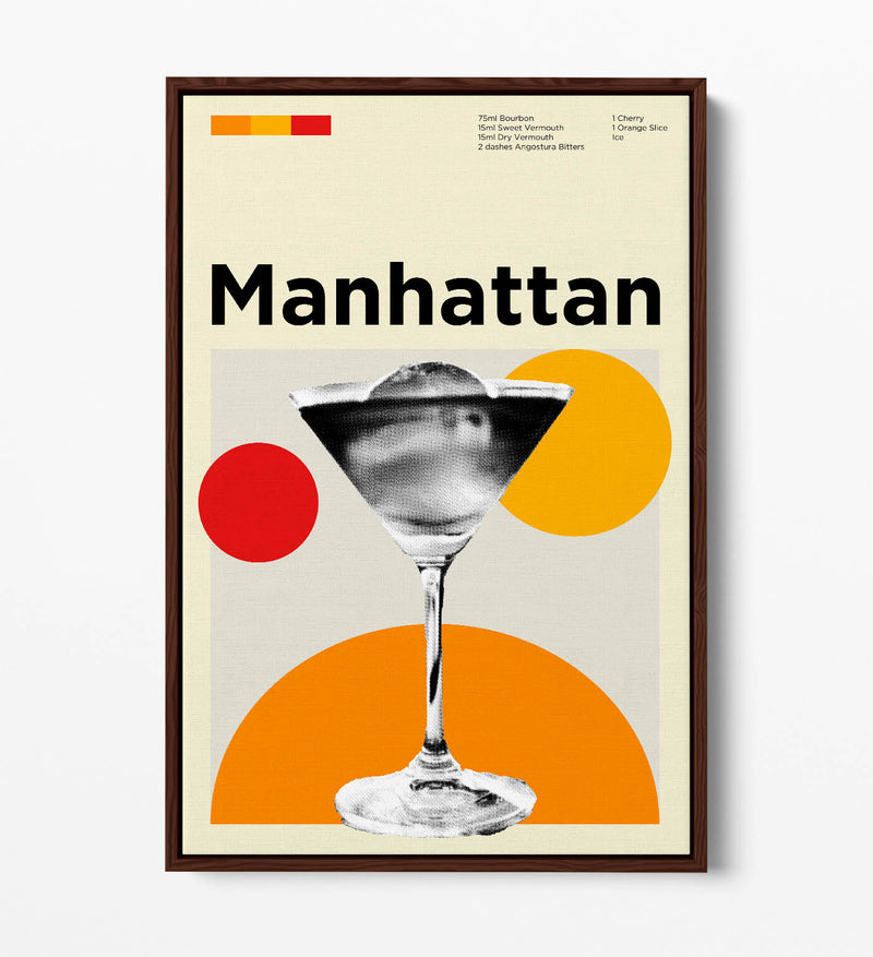 Canvas Wall Art | Funky Cocktail Poster - Float Effect Handmade Canvas Print