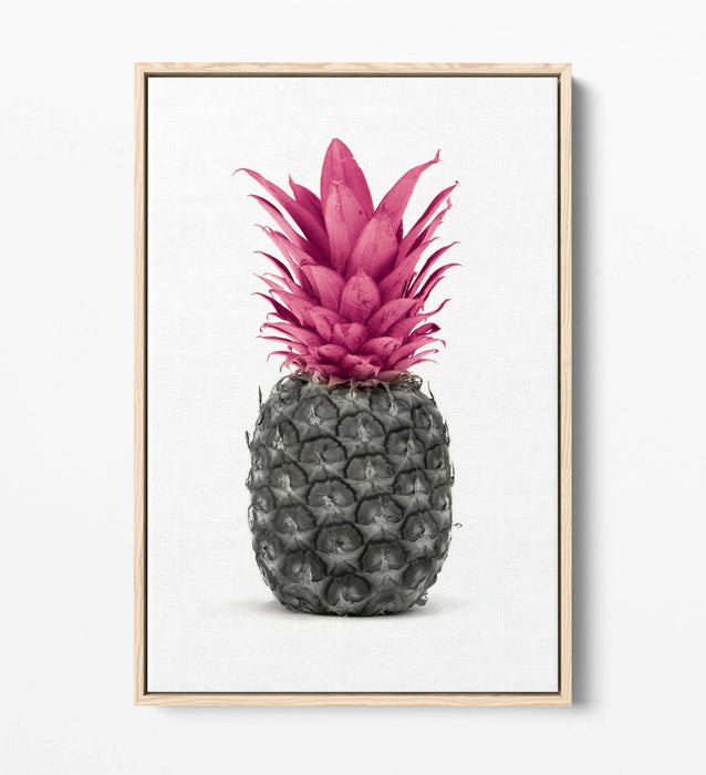 Canvas Wall Art - Pink Pineapple Float Effect | Handmade Black White Graffiti Print