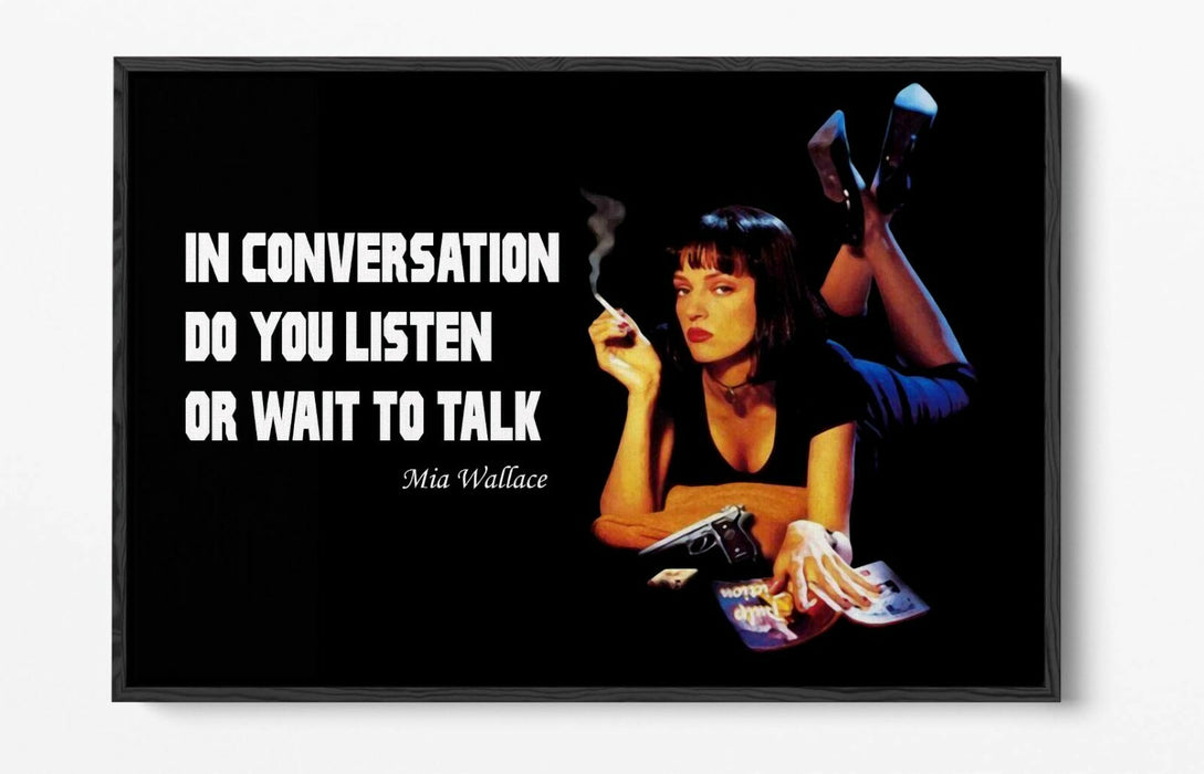 Canvas Wall Art – Pulp Fiction Mia Wallace Quote | Float Effect, Premium Print