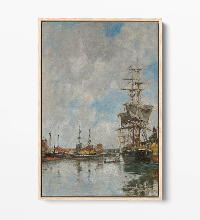 EUGENE BOUDIN, THE DOCK OF DEAUVILLE -FLOAT EFFECT CANVAS WALL ART PRINT
