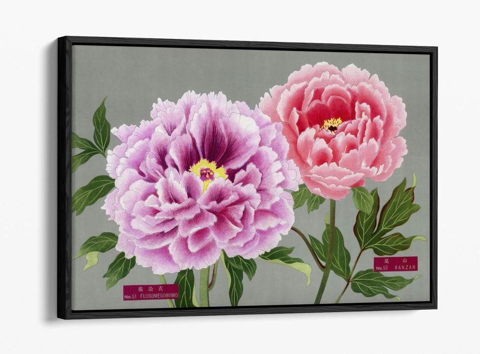 Vintage Canvas Wall Art – Peony Flower Print with Pink Purple Flowers | Handmade Canvas Print