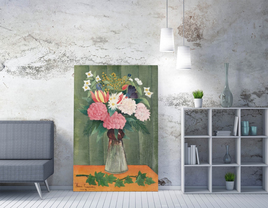 Canvas Wall Art - Henri Rousseau Flowers In A Vase | Handmade Premium Varnish Finish Print