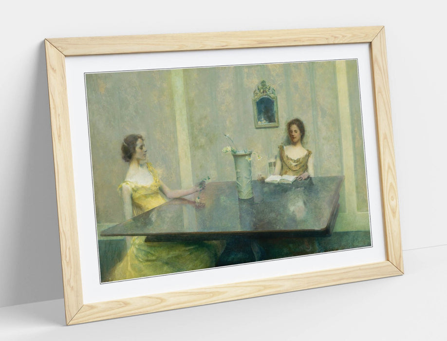 Framed Wall Art - Thomas Wilmer Dewing A Reading Painting Poster Print 4 Sizes