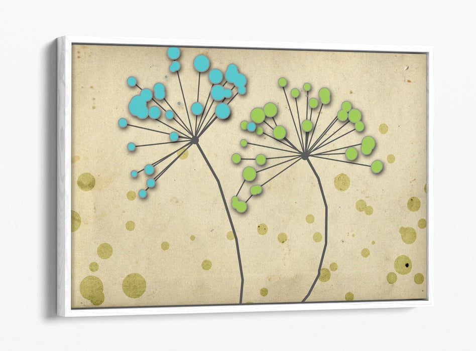 Dandelion Canvas Art – Blue Green Floral Bedroom Wall Art | Float Effect Canvas Print