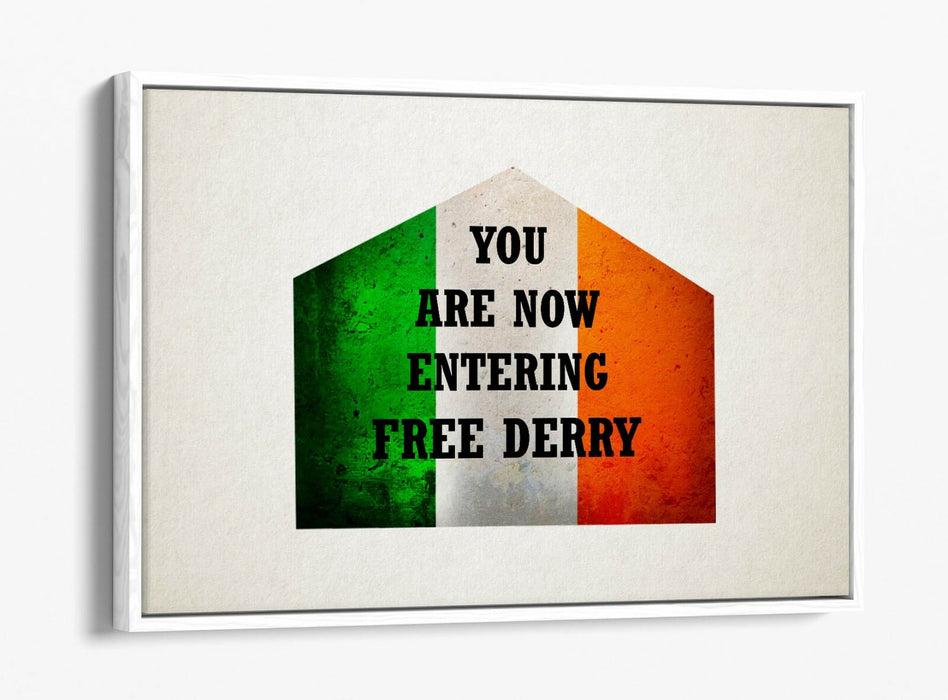 FREE DERRY CORNER IRISH FLAG, DERRY GIRLS  -FLOAT EFFECT CANVAS ART PRINT