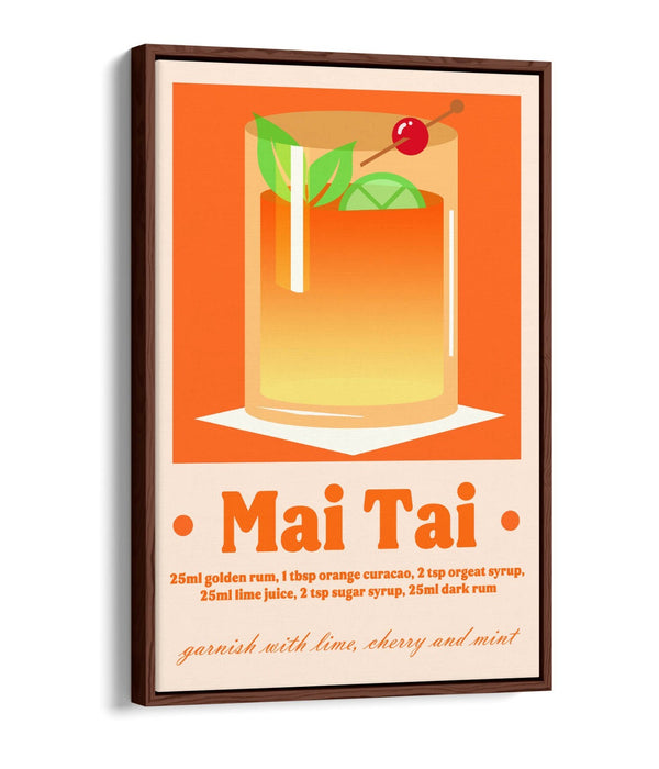 Mai Tai Cocktail Poster - Vibrant Canvas Wall Art With Float Effect Frame
